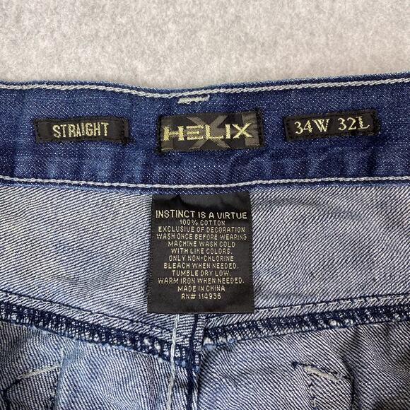 Helix Mens 34x32 Blue Straight Jeans - Picture 8 of 8